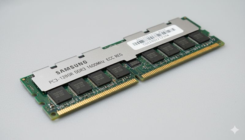 Изображение планки серверной памяти DDR3 ECC RDIMM с 9 чипами